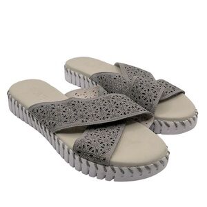 ILSE JACOBSEN Cross Band Platform Slip On Sandal Gray Size 12.5 New without tags